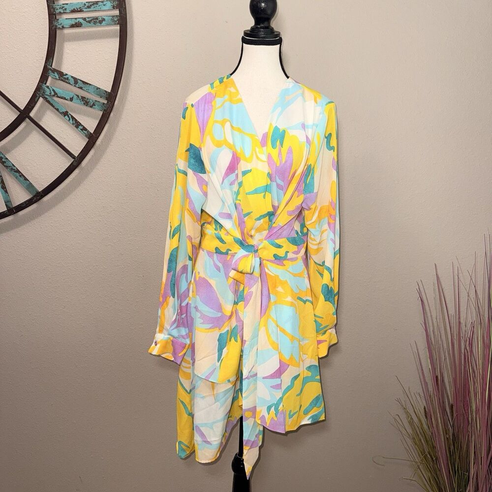 City Chick Dress Size XXS  Pastel Floral Long Sleeve Wrap